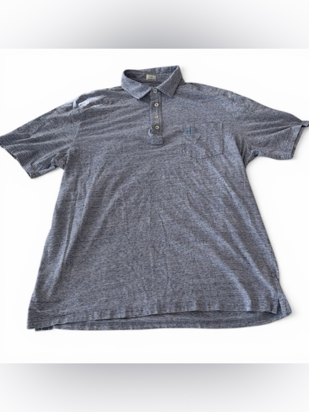 Johnnie-O Hangin’ Out Polo Men’s Large Heathered Blue Pocket Logo Golf